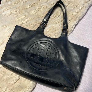 Black Leather Tory Burch Bombe Bag